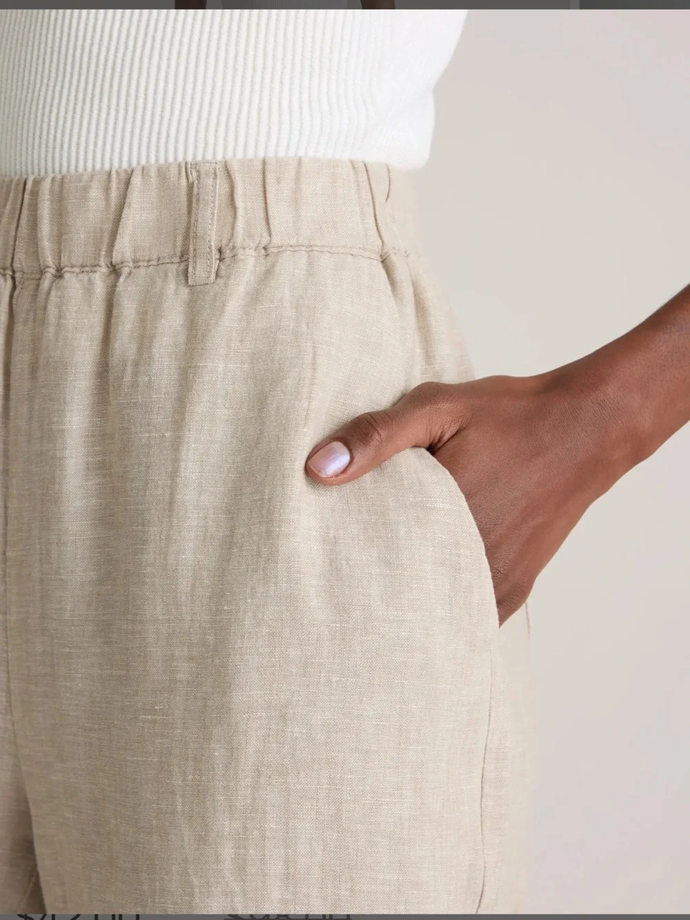 NWT Quince Cropped 100% European Linen Pants in Light Beige Size 3X